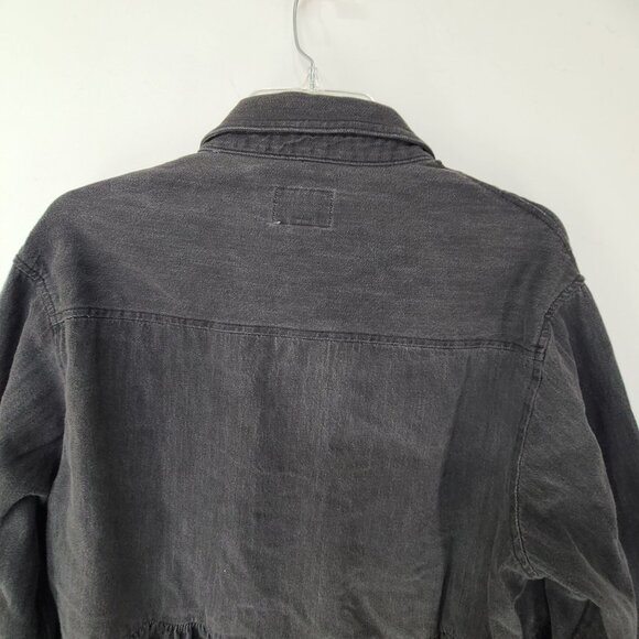 American Eagle washed gray/ black denim button down baby doll  hem size M - Picture 6 of 7